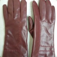 Кожени ръкавици бордо, снимка 3 - Шапки - 19912665