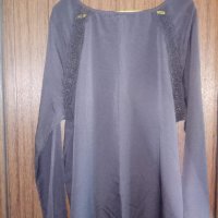 черна шифонена блуза  с дантела , снимка 3 - Туники - 24725807