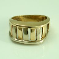 златен пръстен ЖЪЛТО И БЯЛО злато 4.01 грама/ размер №57, снимка 4 - Пръстени - 11214586
