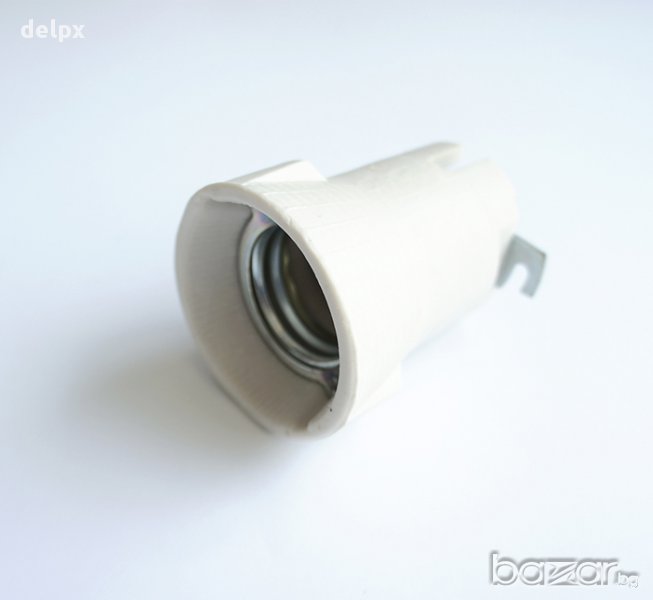 Фасунга висяща бяла порцеланова с цокъл E40, снимка 1