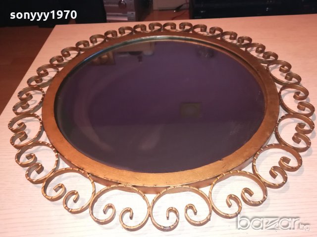 АНТИК-огледало 57см-ковано желязо-цвят злато-внос швеицария, снимка 10 - Антикварни и старинни предмети - 20291579
