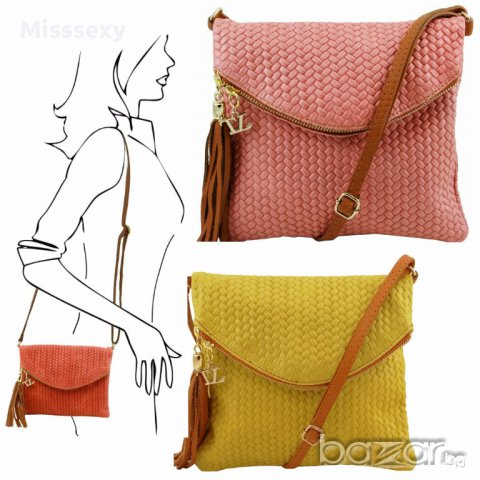 ПРОМО 🍊 TUSCANY LEATHER 🍊 Оригинална плетена дамска чанта от естествена кожа с висулки, снимка 6 - Чанти - 15159002