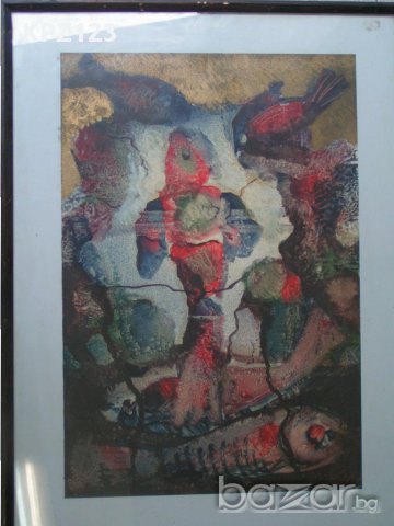 Картина абстракция Риби 87 г / подпис сЗ, снимка 2 - Картини - 14164781