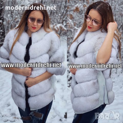 Дамско бяло палто от лисица код 402, снимка 1 - Палта, манта - 23575922