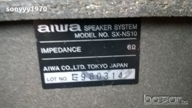 aiwa sx-ns10-6ohms-japan-2броя внос швеицария, снимка 5 - Тонколони - 10722313