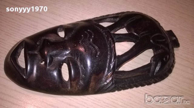 Африканска стара маска-дърво-21х11см-внос швеицария, снимка 8 - Антикварни и старинни предмети - 17307609