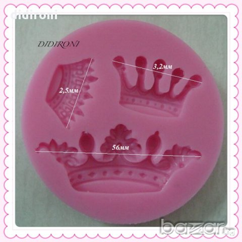 Силиконов молд с 3 бр. КОРОНИ за фондан, марципан и други моделиращи маси, снимка 1