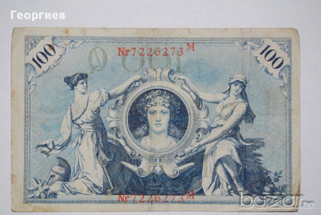 100 марки Германия 1908 червен печат, снимка 2 - Нумизматика и бонистика - 10160996