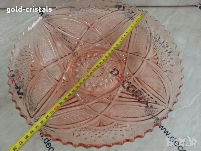 Стара стъклена голяма фруктиера купа чиния, снимка 2 - Антикварни и старинни предмети - 24962864