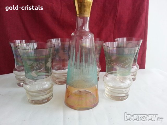 Ретро стъклени чаши и гарафа  , снимка 4 - Антикварни и старинни предмети - 19925783