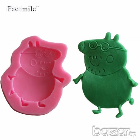 Татко Пепа пиг прасе peppa pig силиконов молд за украса декор торта фондан шоколад и др, снимка 2 - Форми - 18564042