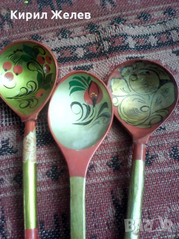 Дървени стари руски лажици 4949 , снимка 5 - Антикварни и старинни предмети - 24043032