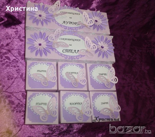Кутии за бебешки съкворища за момиче в лилаво, с пеперуди, снимка 5 - Други - 20223942