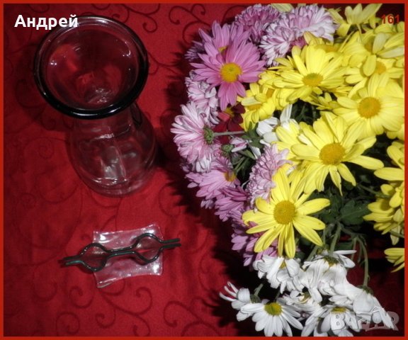 Голяма стъклена ваза и салфетник, снимка 3 - Вази - 23411193
