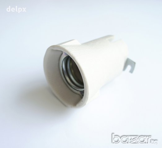 Фасунга висяща бяла порцеланова с цокъл E40, снимка 1