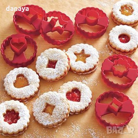433 Комплект форми за линцер резци за сладки с дупка домашни бисквити, снимка 2 - Форми - 22114229
