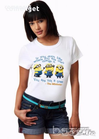 ХИТ! Дамска тениска на Миньони / The Minions Papoy. Бъди различна, поръчай модел с Твоя снимка!, снимка 5 - Тениски - 13665125