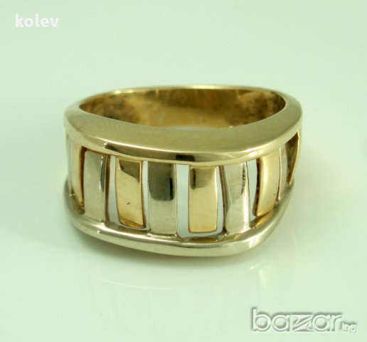 златен пръстен ЖЪЛТО И БЯЛО злато 4.01 грама/ размер №57, снимка 4 - Пръстени - 11214586