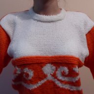Ръчно плетена оранжева блузка, снимка 4 - Блузи с дълъг ръкав и пуловери - 15347523