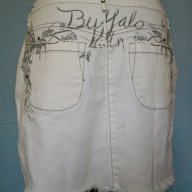 Бяла изнищена дънкова пола с декорации "Buffalo" by David Bitton / голям размер, снимка 9 - Поли - 14796224
