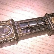 Мини ретро колекция часовник с махало-месинг-9х3х2см-внос швеицария, снимка 1 - Антикварни и старинни предмети - 17522437