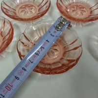 Стъклени чинии чинийки розово стъкло, снимка 10 - Антикварни и старинни предмети - 25176553