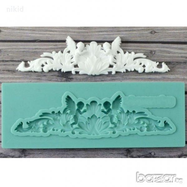 2 ангелчета ангел в листа силиконова форма молд украса декор торта фондан шоколад, снимка 1