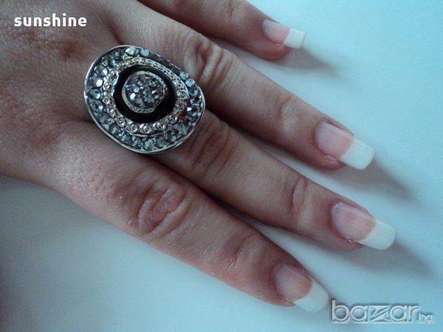 Промоция! Сребрист пръстен с елементи Сваровски, снимка 5 - Пръстени - 10086654
