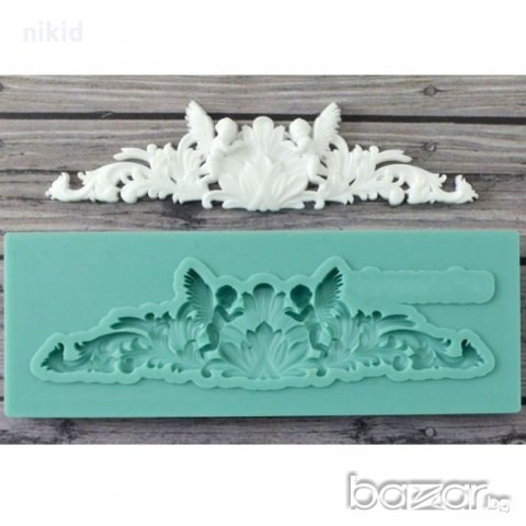 2 ангелчета ангел в листа силиконова форма молд украса декор торта фондан шоколад