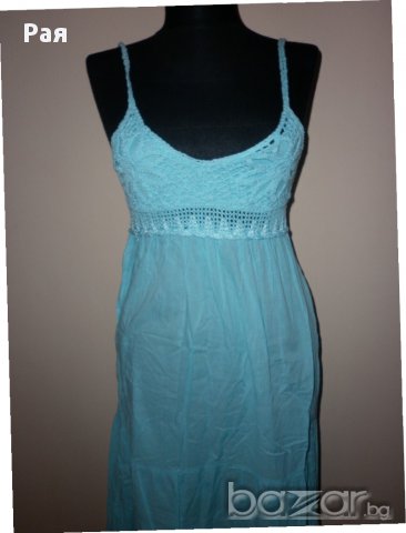 Синя дълга  рокля 100 % памук , снимка 3 - Рокли - 15873065