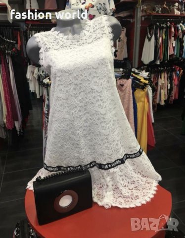 Дамска бяла дантелена рокля