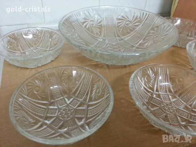 стари стъклени купички и купа , снимка 2 - Сервизи - 22287197