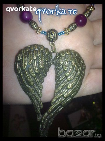 Колие и обеци Ангелски крила, снимка 2 - Бижутерийни комплекти - 9121423
