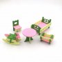 комплект за детска играчка дървена къща обзавеждане легло кошара люлка маса стол