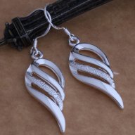 Сребърни обеци - Ангелски крила, снимка 3 - Обеци - 9451721