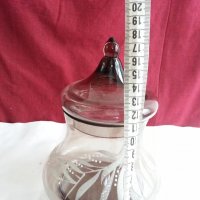 Стъклена купа с капак захарница бонбониера и др, снимка 2 - Антикварни и старинни предмети - 20243932