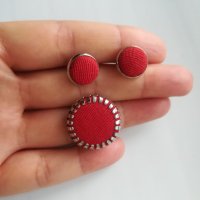 Нов комплект червени обеци и пръстен, снимка 2 - Бижутерийни комплекти - 22225293
