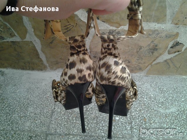 леопардови сандали номер 39 с висок ток, снимка 17 - Сандали - 7341668