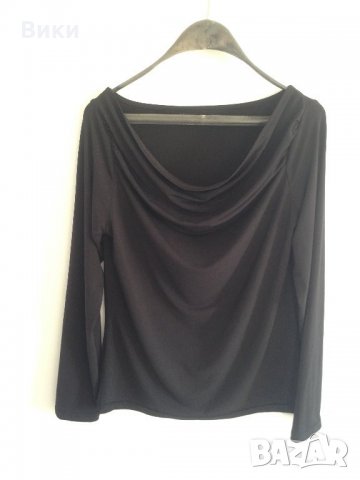 Елегантна черна блуза, снимка 3 - Блузи с дълъг ръкав и пуловери - 24300427