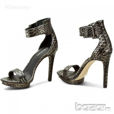 ПРОМО 🍊 CALVIN KLEIN 🍊 Дамски сандали ест. кожа BLACK&SILVER № 38 & 39 нови, снимка 3 - Сандали - 21379558