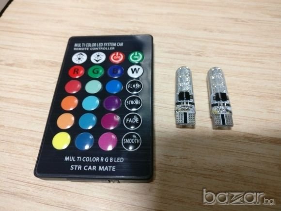 Цветни LED светлини Т10 за фарове с дистанционно управление, снимка 9 - Аксесоари и консумативи - 20674421