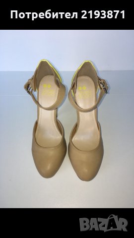 Кожени обувки на платформа в бежово и жълто номер 39, снимка 4 - Дамски обувки на ток - 24290715