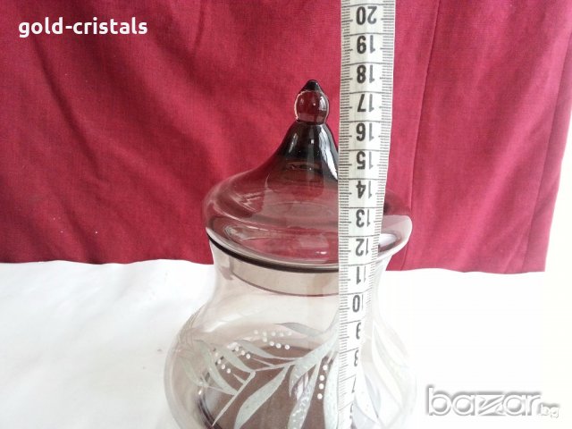 Стъклена купа с капак захарница бонбониера и др, снимка 2 - Антикварни и старинни предмети - 20243932