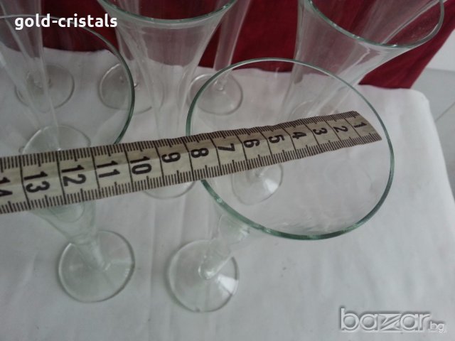 Високи стъклени кристални чаши  , снимка 6 - Антикварни и старинни предмети - 20400780