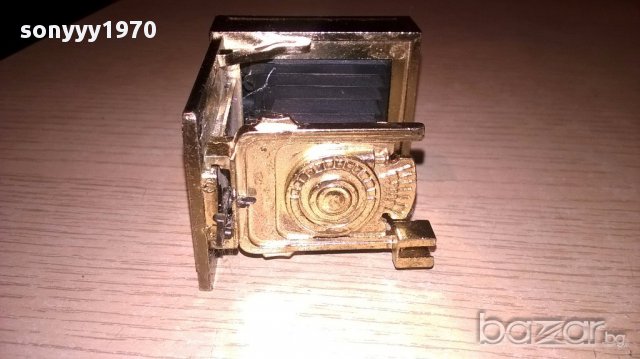 Мини ретро колекция-златно фото-бронз/месинг-7х5х4см-внос швеицария, снимка 3 - Антикварни и старинни предмети - 17467747