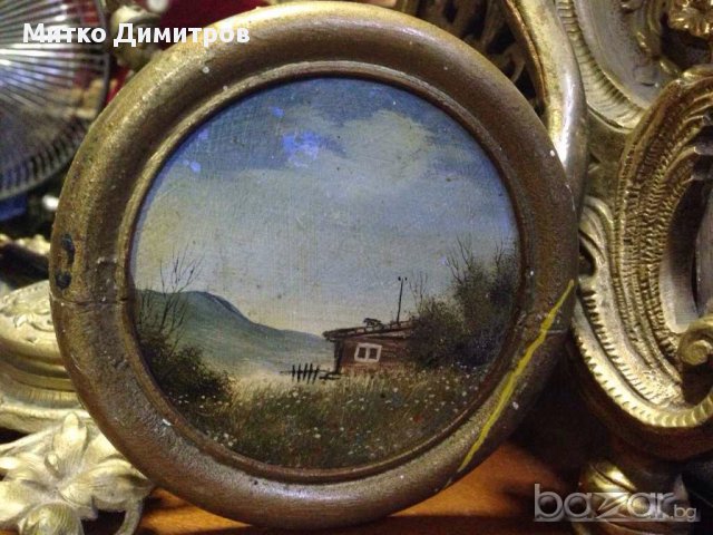 Картина стар малък пейзаж от руски автор-неподписан, снимка 4 - Картини - 10439559