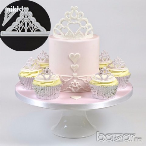 2 бр Тиара Корона сет пластмасови резци резец за тесто бисквитки фондан украса торта форма форми