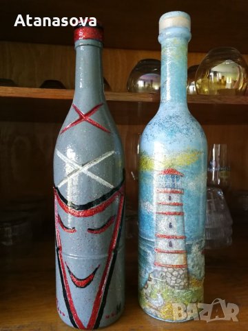 Декупаж бутилки различни видове, снимка 2 - Декорация за дома - 23057104