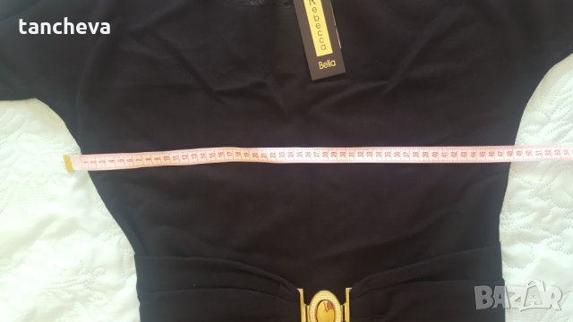 Стилна Черна Рокля с колан-M, L, снимка 7 - Рокли - 23295944