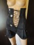 Нов черен къс дамски гащеризон с връзки (тип корсет), къси панталонки, панталони, панталон, блуза, снимка 11